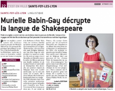 Murielle BabinGay (centre Lyon Sud) à l&#039;honneur dans la presse !